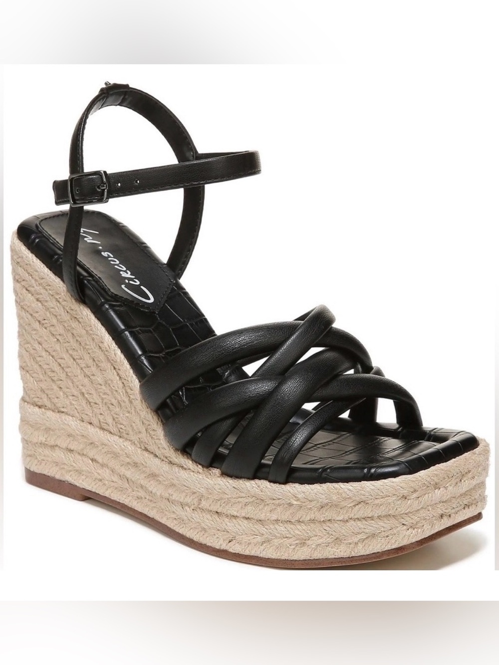 Circus NY Sam Edelman Irene Black Espadrille Wedge Sandals Women’s 10M NWB
